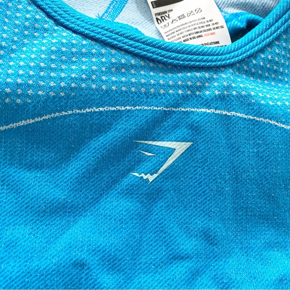 GYMSHARK Neon Blue Ultra Seamless Crop Top Size S - Picture 9 of 13